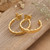 Gold-plated half-hoop earrings, 'Braided Diadem' - Braid-Pattern 18k Gold-Plated Half-Hoop Earrings from Bali (image 2c) thumbail