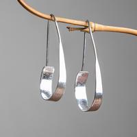 Sterling silver half-hoop earrings, 'Stylish Elegance' - Modern Silver Half-Hoop Earrings with Brushed-Satin Finish