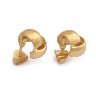 Gold-plated stud earrings, 'Knot of the Universe' - 22k Gold-Plated Brass Stud Button Earrings with Knot Motif