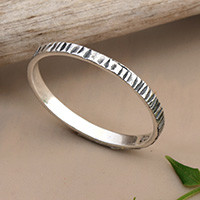 Sterling silver band ring, 'Minimalist Textures' - Minimalist Sterling Silver Band Ring with Textured Finish