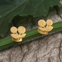 Gold-plated brass stud earrings, 'Cherry Trophies' - High-Polished 18K Gold-Plated Cherry-Themed Stud Earrings