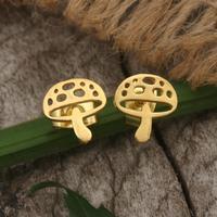 Gold-plated brass stud earrings, 'Little Mushroom' - Nature-Inspired 18k Gold-Plated Brass Mushroom Stud Earrings