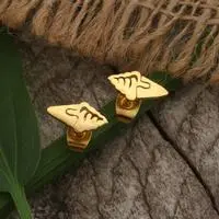 Gold-plated brass stud earrings, 'Ice Cream Gleam' - Whimsical Ice Cream-Themed 18k Gold-Plated Stud Earrings