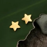 Gold-plated brass stud earrings, 'My Stardom' - Inspirational Star-Shaped 18k Gold-Plated Stud Earrings