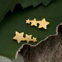 Gold-plated brass stud earrings, 'My Constellation' - Artisan-Made 18k Gold-Plated Star-Themed Brass Stud Earrings