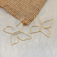 Gold-plated half-hoop earrings, 'Grand Butterfly' - Butterfly-Themed 22k Gold-Plated Brass Half-Hoop Earrings