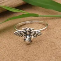 Sterling silver cocktail ring, 'Bumble Beeuty' - Nature-Inspired Bee-Themed Sterling Silver Cocktail Ring