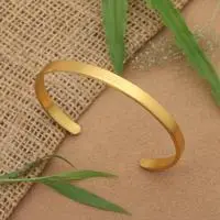 Gold-plated cuff bracelet, 'Lovely Dawn' - Minimalist 18k Gold-Plated Inspirational Love Cuff Bracelet