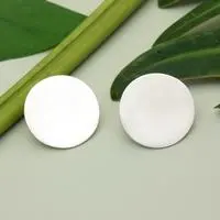 Sterling silver button earrings, 'The Pristine' - Modern Brushed-Satin Round Sterling Silver Button Earrings