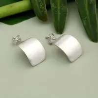 Sterling silver drop earrings, 'Tomorrow & Today' - Avant-Garde Brushed-Satin Sterling Silver Drop Earrings