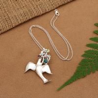 Multi-gemstone pendant necklace, 'Dove of Harmony' - High-Polished Faceted Multi-Gemstone Dove Pendant Necklace