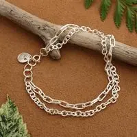 Sterling silver strand bracelet, 'Sparkles Tonight' - High-Polished Sterling Silver Two-Strand Rolo Chain Bracelet