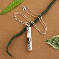 Garnet locket necklace, 'Passionate Spell' - Balinese-Inspired Natural One-Carat Garnet Locket Necklace