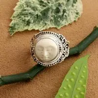 Sterling silver cocktail ring, 'Dreamy Night' - Moon-Inspired Folk Art-Themed Sterling Silver Cocktail Ring