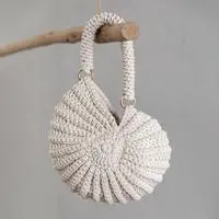 Cotton shoulder bag, 'Nautilus Shell' - Nautilus Shell-Shaped Hand-Crocheted Shoulder Bag in Ivory