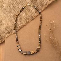 Gold-accented tiger’s eye beaded pendant necklace, 'Classic Chocolate' - 18k Gold-Accented Tiger’s Eye Beaded Pendant Necklace