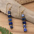 Gold-plated lapis lazuli beaded dangle earrings, 'Midnight Margarita' - 18k Gold-Plated Dangle Earrings with Lapis Lazuli Stones (image 2) thumbail