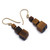 Gold-plated tiger's eye beaded dangle earrings, 'Classic Chocolate' - Dangle Earrings with Tiger's Eye and Gold-Plated Brass Beads (image 2c) thumbail