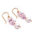 Gold-plated multi-gemstone beaded dangle earrings, 'Galaxy Margarita' - Gold-Plated Cultured Pearl Amethyst and Rose Quartz Earrings (image 2d) thumbail