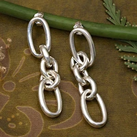 Sterling silver dangle earrings, 'Mighty Mood' - High-Polished Chain-Style Sterling Silver Dangle Earrings