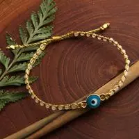 Gold-accented rose quartz and resin macrame beaded pendant bracelet, 'Luminous Eye' - Turkish Eye Gold-Accented Rose Quartz Resin Macrame Bracelet