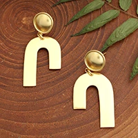 Gold-plated dangle earrings, 'Contemporary Radiance' - Modern Asymmetrical 18k Gold-Plated Brass Dangle Earrings