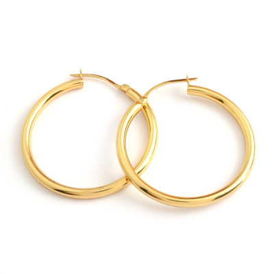 Gold-plated hoop earrings, 'Gleaming Essentials' - Fashionable Polished 18k Gold-Plated Brass Hoop Earrings