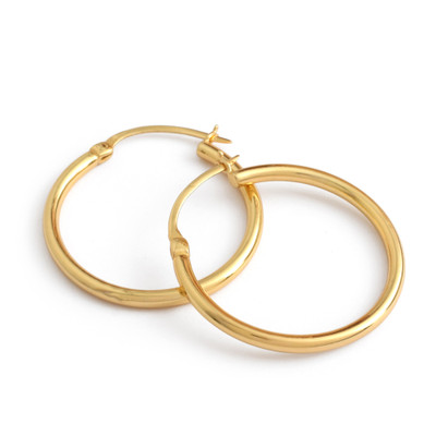 Gold-plated hoop earrings, 'Glowing Essentials' - 18k Gold-Plated Brass Hoop Earrings with Lustrous Finish