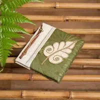 Natural fiber journal, 'Summer Leaf' - Leaf-Covered Banana Tree Bark Journal Handcrafted in Bali
