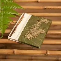 Natural fiber journal, 'Palm Leaf' - Eco-Friendly Journal Made from Banana Tree Bark and Leaves