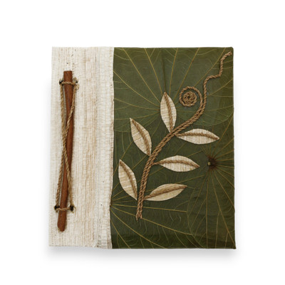 Natural fiber journal, 'Dried Leaves' - Leaf-Themed Eco-Friendly Handcrafted Natural Fiber Journal