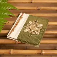 Natural fiber notebook, 'Leaf Labyrinth' - Star-Themed Eco-Friendly Natural Fiber Notebook from Bali