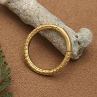 Gold-plated band ring, 'Amazing Texture' - 18k Gold-Plated Silver Band Ring with Buddha Curl Accents