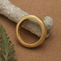 Gold-plated band ring, 'Shimmering Minimalism' - Minimalist Classic Silver Band Ring with 18k Gold Plating