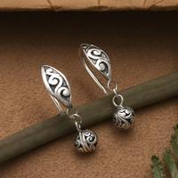 Sterling silver dangle earrings, 'Heavenly Swirls' - Balinese Sterling Silver Dangle Earrings with Swirling Motif