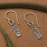 Sterling silver dangle earrings, 'Swirling Marvel' - Darkened Polished Silver Dangle Earrings with Swirl Design