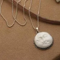 Sterling silver pendant necklace, 'Twin Sleeping Moons' - Silver Necklace with Sleeping Crescent and Full Moon Pendant