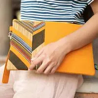 Cotton wristlet, 'Stripes and Glam' - Javanese Handwoven Lurik Patchwork Cotton Wristlet Clutch