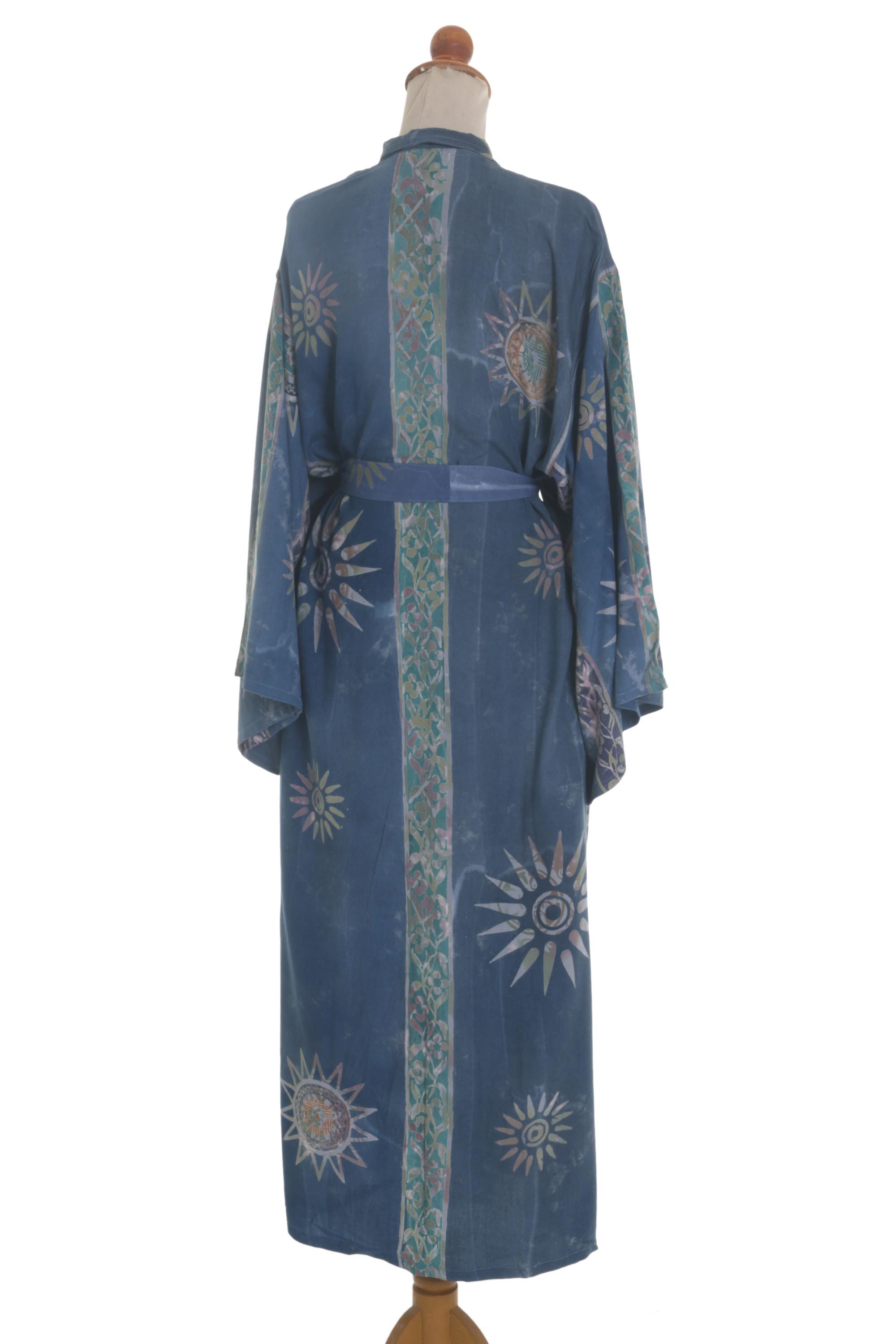 UNICEF Market | Women's Handcrafted Batik Robe - Midnight in Blue