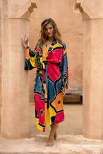 Women's batik robe, 'Paradise Peacock' - Women's Batik Patterned Robe