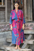 Women's batik robe, 'Exotic Blue' - Women's Batik Patterned Robe (image 2) thumbail