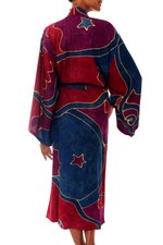 Women's batik robe, 'Exotic Blue' - Women's Batik Patterned Robe