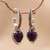 Amethyst half-hoop earrings, 'Vintage Purple' - Silver Half-Hoop Earrings with Teardrop Amethyst Gemstones (image 2) thumbail
