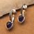 Amethyst half-hoop earrings, 'Vintage Purple' - Silver Half-Hoop Earrings with Teardrop Amethyst Gemstones (image 2d) thumbail