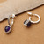 Amethyst half-hoop earrings, 'Vintage Purple' - Silver Half-Hoop Earrings with Teardrop Amethyst Gemstones (image 2e) thumbail