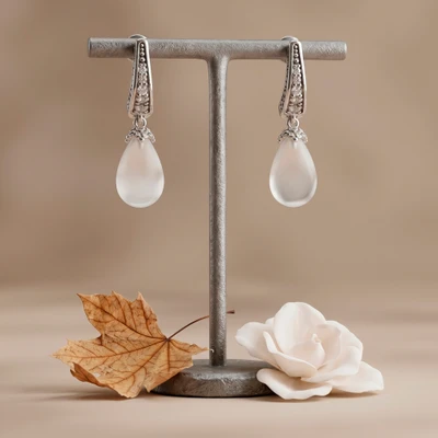 Crystal and cubic zirconia dangle earrings, 'Luminous Drops' - Silver Dangle Earrings with Cubic Zirconia and Crystal Beads
