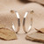 Sterling silver half-hoop earrings, 'Octo Curve' - Geometric Octagonal Bohemian Silver Half-Hoop Earrings (image 2) thumbail