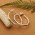 Sterling silver half-hoop earrings, 'Octo Curve' - Geometric Octagonal Bohemian Silver Half-Hoop Earrings (image 2e) thumbail