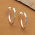 Sterling silver half-hoop earrings, 'Octo Curve' - Geometric Octagonal Bohemian Silver Half-Hoop Earrings (image 2f) thumbail