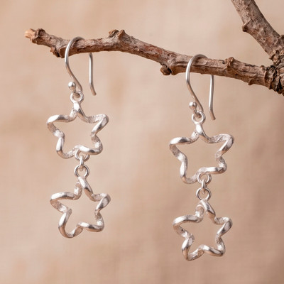 Sterling silver dangle earrings, 'Forever Constellation' - Fantasy-Inspired Star-Themed Sterling Silver Dangle Earrings